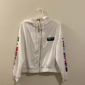 White windbreaker